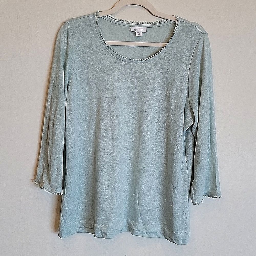 J. Jill Love Linen top. Light mint green. Size M petite.